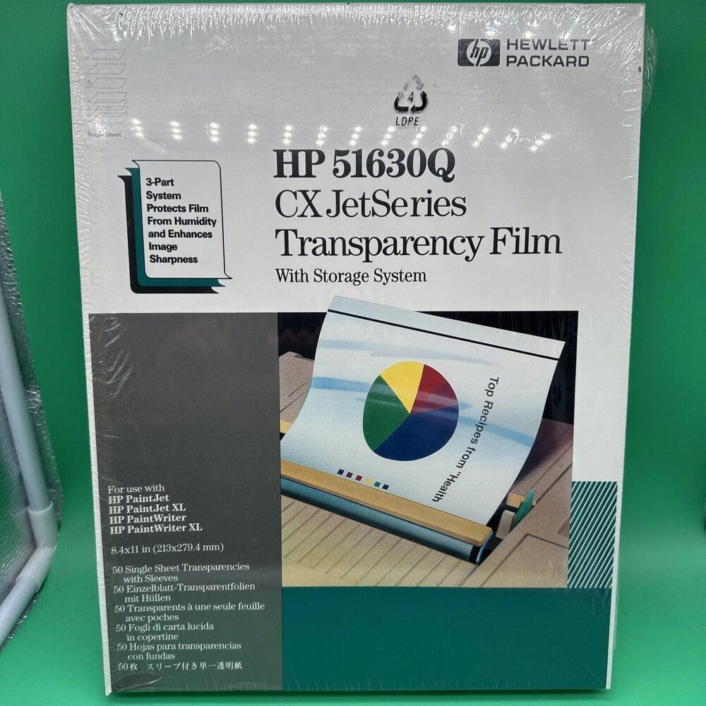 HP CX JetSeries Transparency Film HP51630Q 50 Single Sheet with Sleeves NEW